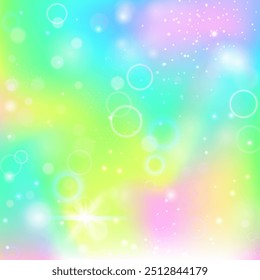 Rainbow Gradient. Yellow Unicorn Pattern. Girl Background. Fairytale Girlish Invite. Green Magical Hologram. Pink Fantasy Invitation. Princess Texture. Party Rainbow Gradient.