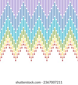 Rainbow gradient zigzag lines on white background. Rainbow seamless pattern vector. Design for decoration, card, template, wallpaper, background, print, book cover.