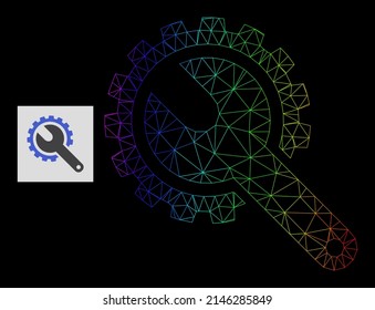 Rainbow gradiented mesh repair tools icon  Geometric carcass 2D network based repair tools icon  generated and triangular mesh network  and rainbow gradient 
