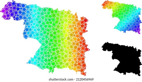 Rainbow gradiented star collage map of Zamora Province. Vector colorful map of Zamora Province with rainbow gradients.