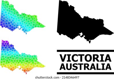 Rainbow gradiented star collage map of Australian Victoria. Vector vibrant map of Australian Victoria with rainbow gradients.