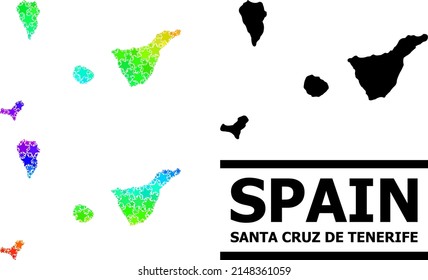 Rainbow gradiented star collage map of Santa Cruz de Tenerife Province. Vector colorful map of Santa Cruz de Tenerife Province with rainbow gradients.