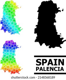 Rainbow gradiented star collage map of Palencia Province. Vector vibrant map of Palencia Province with rainbow gradients.
