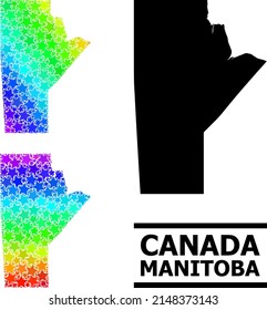 Rainbow gradiented star collage map of Manitoba Province. Vector colorful map of Manitoba Province with spectral gradients.