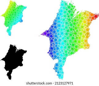 Rainbow gradiented star mosaic map of Maranhao State. Vector colored map of Maranhao State with spectral gradients.