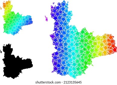 Rainbow gradiented star mosaic map of Valladolid Province. Vector colorful map of Valladolid Province with spectrum gradients.