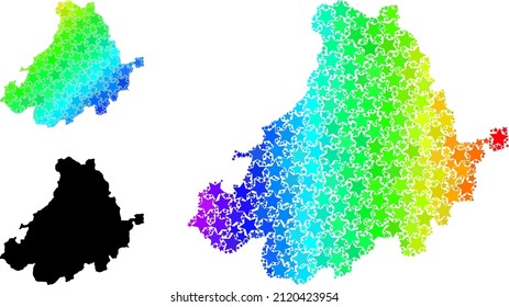 Rainbow gradiented stars mosaic map of Avila Province. Vector vibrant map of Avila Province with rainbow gradients. Mosaic map of Avila Province collage is created with randomized color star items.