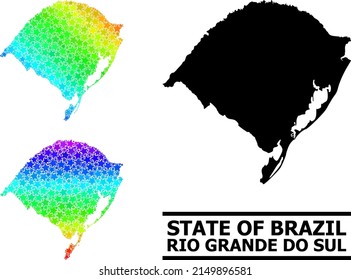 Rainbow gradiented stars mosaic map of Rio Grande do Sul State. Vector colored map of Rio Grande do Sul State with rainbow gradients.