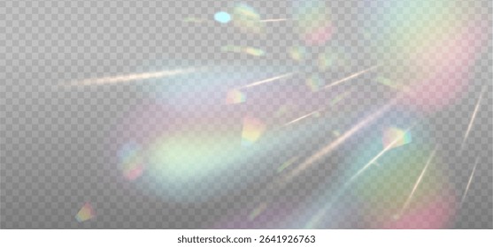 Rainbow green reflection highlights. Glare from water and glass. Glittering particles for social media backgrounds, product presentations, photo shots. Vector eps10