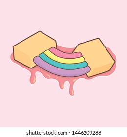 rainbow grilled cheese sandwich pockets kawaii doodle flat vector illustration icon