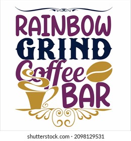 diseño de camiseta de la barra de café de arco iris