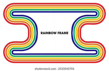 rainbow groovy Wavy Line Frame. Vector illustration.