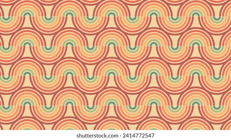 rainbow groovy wavy lines, abstract retro stripes 70s style with grunge texture
