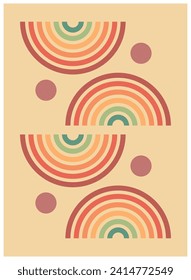 rainbow groovy wavy lines, abstract retro stripes 70s style with grunge texture