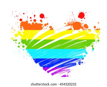Rainbow grunge heart for your designs