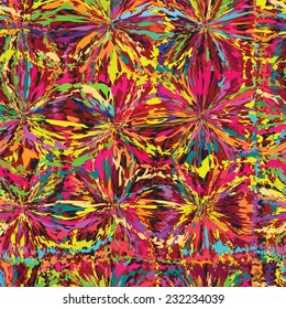 Rainbow grunge striped and stained seamless pattern