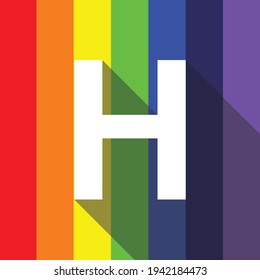 Rainbow 'H' alphabet letter logo icon. Modern line design. EPS 10.