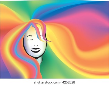 Rainbow hair background A retro Rainbow hair background