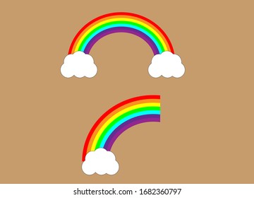 Rainbow half circle and rainbow quarter circle