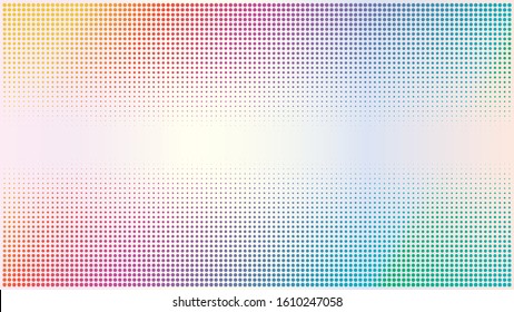 Rainbow Halftone Background Design Template,Modern Pop Art, Colorful Abstract Dots Pattern Illustration, Vintage Texture Element, Gradation Color, Rounded Shape, Polka-dotted, polkadot, Vector EPS 10