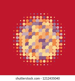 Rainbow halftone circles, dots pattern, vector, grunge. Comic texture background. Monochrome half-tone. Circle halftone Dots, colorful geometric gradient for pop art designs.