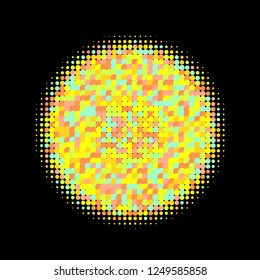 Rainbow halftone circles, dots pattern, vector, grunge. Comic texture background. Monochrome half-tone. Circle halftone Dots, colorful geometric gradient for pop art designs.