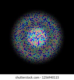 Rainbow halftone circles, dots pattern, vector, grunge. Comic texture background. Monochrome half-tone. Circle halftone Dots, colorful geometric gradient for pop art designs.