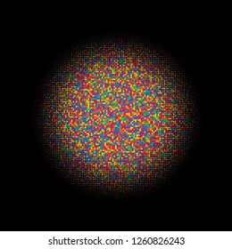 Rainbow halftone circles, dots pattern, vector, grunge. Comic texture background. Monochrome half-tone. Circle halftone Dots, colorful geometric gradient for pop art designs.