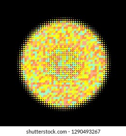 Rainbow halftone circles, dots pattern, vector, grunge. Comic texture background. Monochrome half-tone. Circle halftone Dots, colorful geometric gradient for pop art designs.