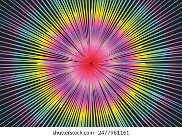 Rainbow halo rays vector illustration. Sunrise multi color circular stripes.