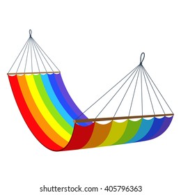 Rainbow hammock isolated on white background. Vector illustration