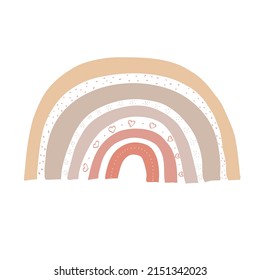 Rainbow hand drawn boho nursery, kids bedroom wall art neutral colors