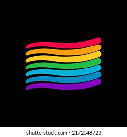Rainbow hand drawn flag in cartoon style black background seven colors homosexual