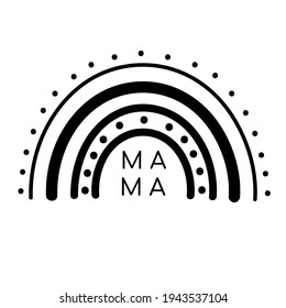 Icono dibujado a mano con arcoiris. Ilustración simple del arco iris y de la mama vectorial, aislada en fondo blanco. Pasos 10