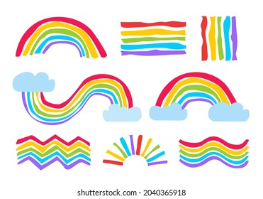 rainbow hand drawn set collections