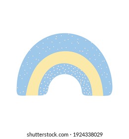 Regenbogen in handgezeichnet, einzeln auf weißem Hintergrund für Kinder. Cute Illustration für Poster, Drucke, Karten, Textilien, Bekleidung. Vektorgrafik