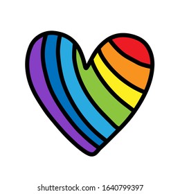 Rainbow hand drawn vector illustration in cartoon comic style background logo homosexual symbol happy