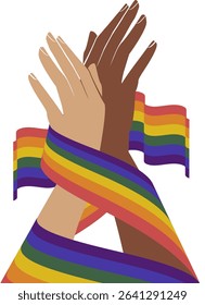 Rainbow hand illustration. LGBT concept icon. Realistic style vector colorful illustration. LGBTQ support