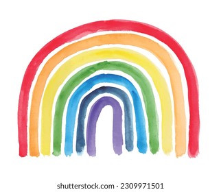 Rainbow. Hand painted, ink, bright, simple, colorful. Isolate vector.