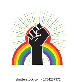 Rainbow hand rising For Pride month vector design