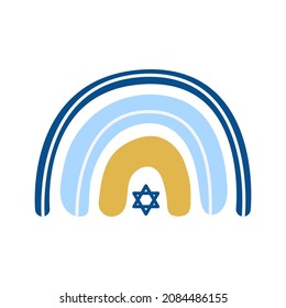 Rainbow, Hanukkah decoration, vector illustration in flat style.