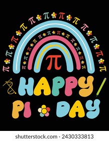 Rainbow Happy Pi Day Mathe Lehrer Kinder Jungen Mädchen Pi Day T-Shirt, Shirt Print Vorlage