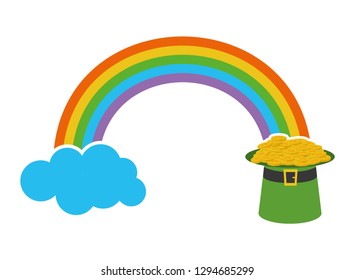 rainbow hat with coins happy st patricks day vector illustration