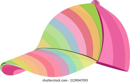 Rainbow hat, illustration, vector on a white background.