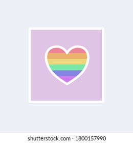 Rainbow Heard In Pink Background. World Sexual Health Day Vector Colorful Heard Icon, Sexual Icon Symbol