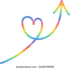 Rainbow Heart and Up Arrow Positive Hand-Drawn Illustration