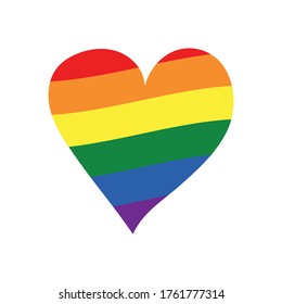 Regenbogen-Herzhintergrund. LGBT Pride Monat im Juni. Symbol für lesbisch, schwul, bisexuell, transgender und queer. Jährlich gefeiert. LGBT-Flagge. Menschenrechte und Toleranz. Einzelne Vektorgrafik