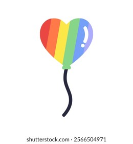 Rainbow heart balloon. Lgbt, diversity, pride month concepts. Flat decorative vector design isolated illustration.