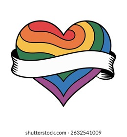 Rainbow Heart with Blank Ribbon Banner