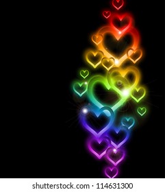 Rainbow Heart Border with Sparkles. Vector Illustration